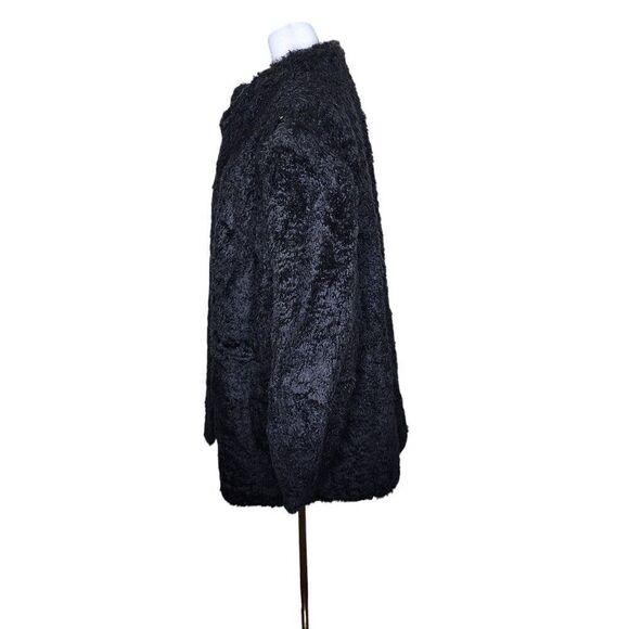 Vintage 60s 70s Faux Fur Jacket Coat Womens Size 3XL Black Glam Mob Wife - Picture 4 of 4